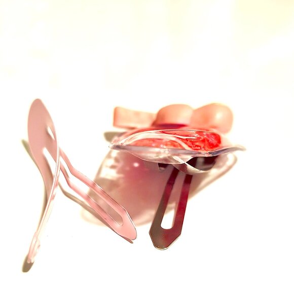 Bunny Shaker Hair Clip Set Pink Snap Barrettes Heart Confetti Cute Kawaii Gifts - Picture 3 of 4